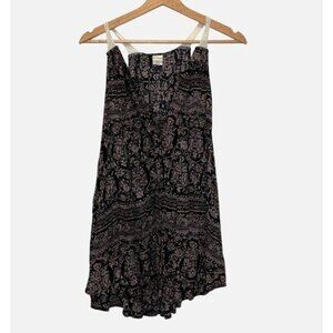L*Space Black Floral Sleeveless Boho Print Flowy Mini Dress Women's Size XS/S